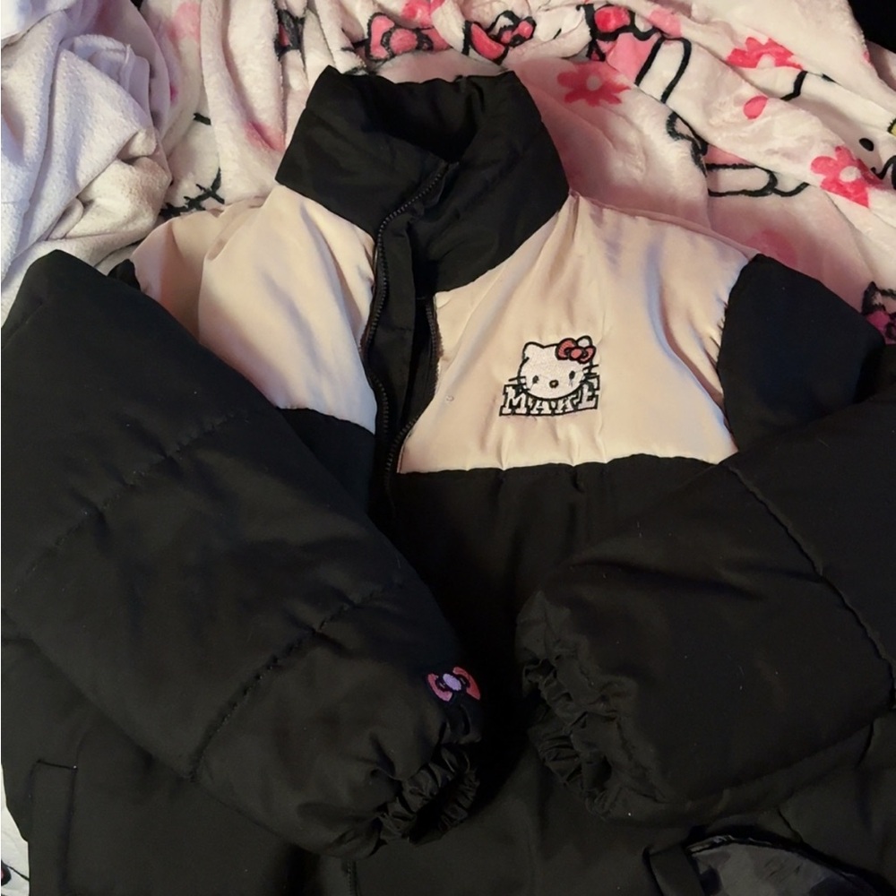 Hello Kitty Black and White Puffer Jacket